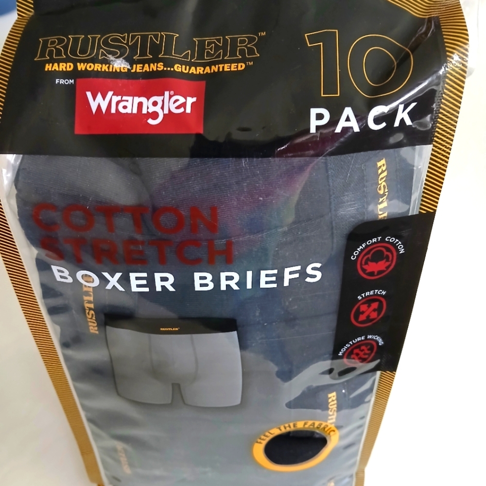 NWT Rustler Men's Boxer Briefs 10 Pack - Gray/Blue